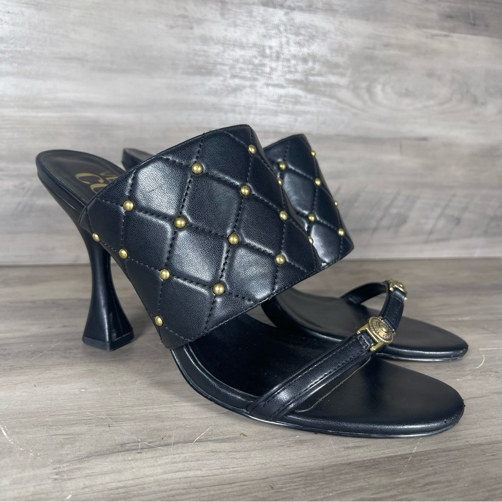 Versace Jeans Couture Womens US 9-9.5 EU‎ 40 Black Studded Quilted Heeled Mules